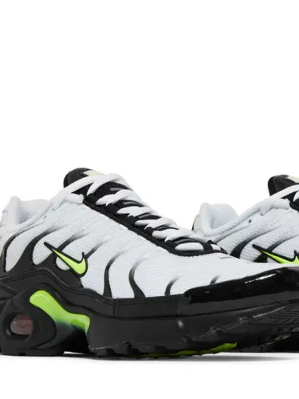 Nike Air Max Shoes TN Plus BV0047-100 White Black Volt - Size 4Y